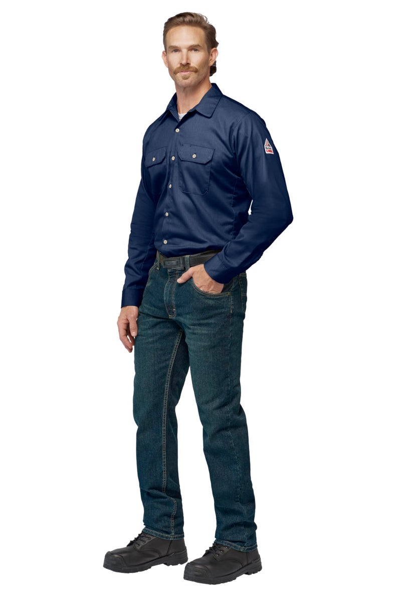 Bulwark FR Bulwark Men's Flame Resistant 7 oz Cotton Work Shirt with Sleeve Vent, Navy, 2X-Large - Image 5